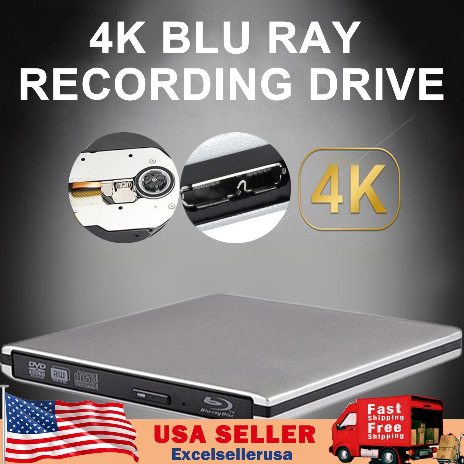 Blu ray Burner USB External Super Slim BD DVD CD RW Disc Writer Movie Player USA