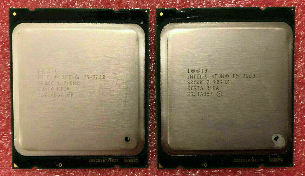 Matched Pair of Intel Xeon E5-2660 SR0KK 2.2GHz Eight Core CPUs Processors