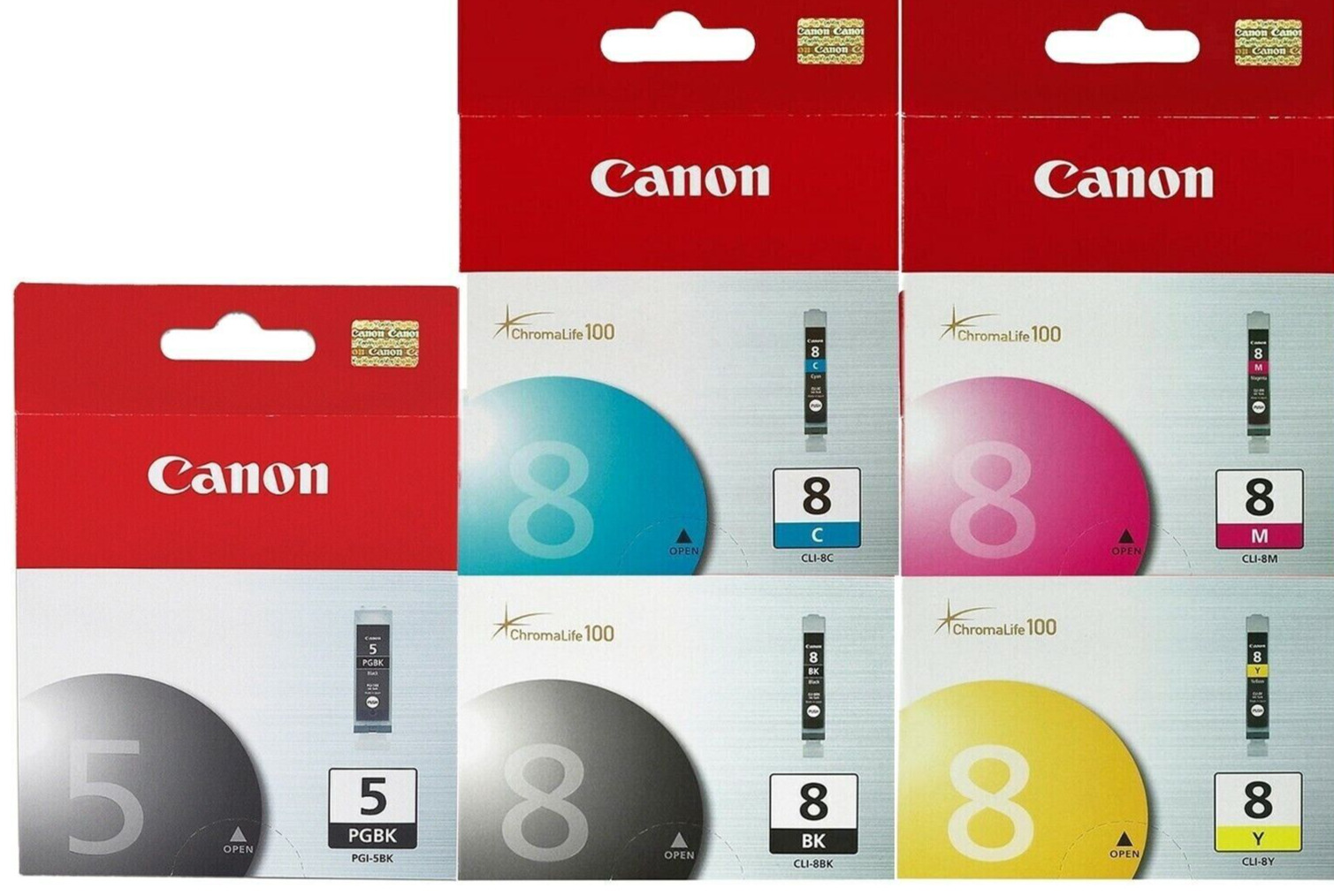 New Genuine Canon PGI-5 CLI-8 5pk Ink Cartridge for PIXMA iP3300 iP3500 iP4200