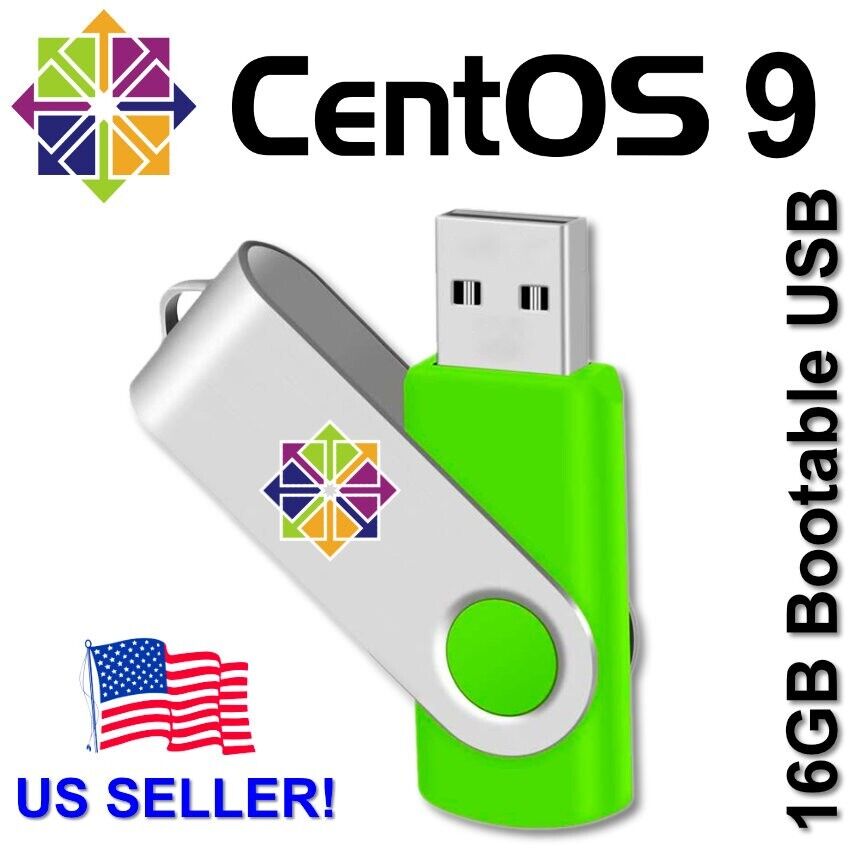 CentOS 9 Stream Linux Desktop USB Bootable Install Flash Drive GNU Cent OS 64Bit