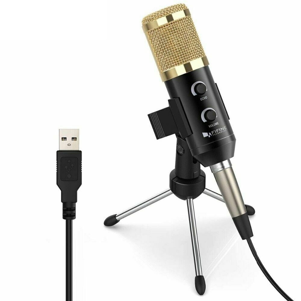 Fifine Microphone with Tripod Stand Clip USB Socket Suit for PC Macbook
