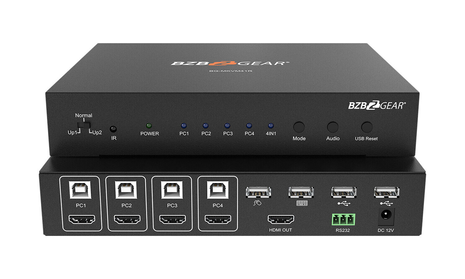 BZBGEAR 4x1 1080P FHD HDMI MultiViewer with KVM USB2.0 Ports/Up to 4 Computers