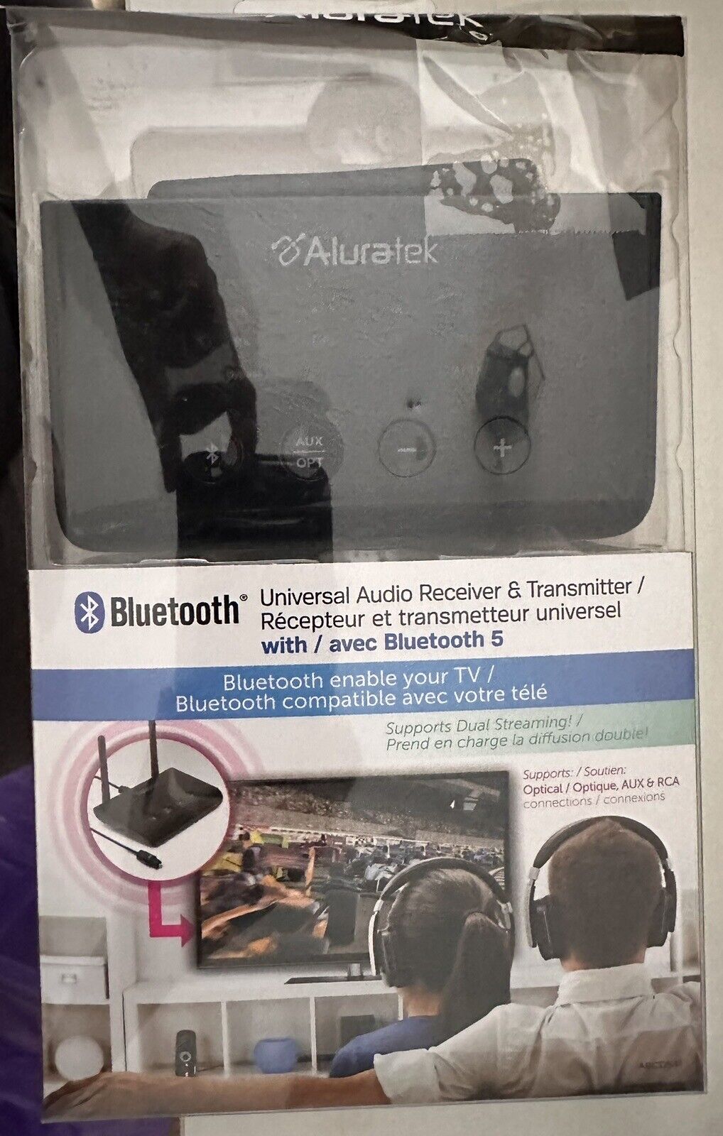 New Aluratek - Bluetooth Wireless Audio Transmitter and Receiver for TVs - Black