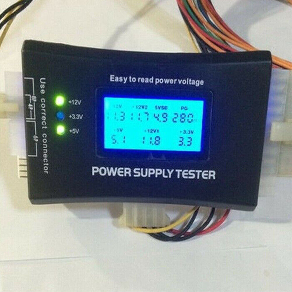 Power Supply Tester 20 24 Pin Sata LCD PSU HD ATX BTX Voltage Test Source New