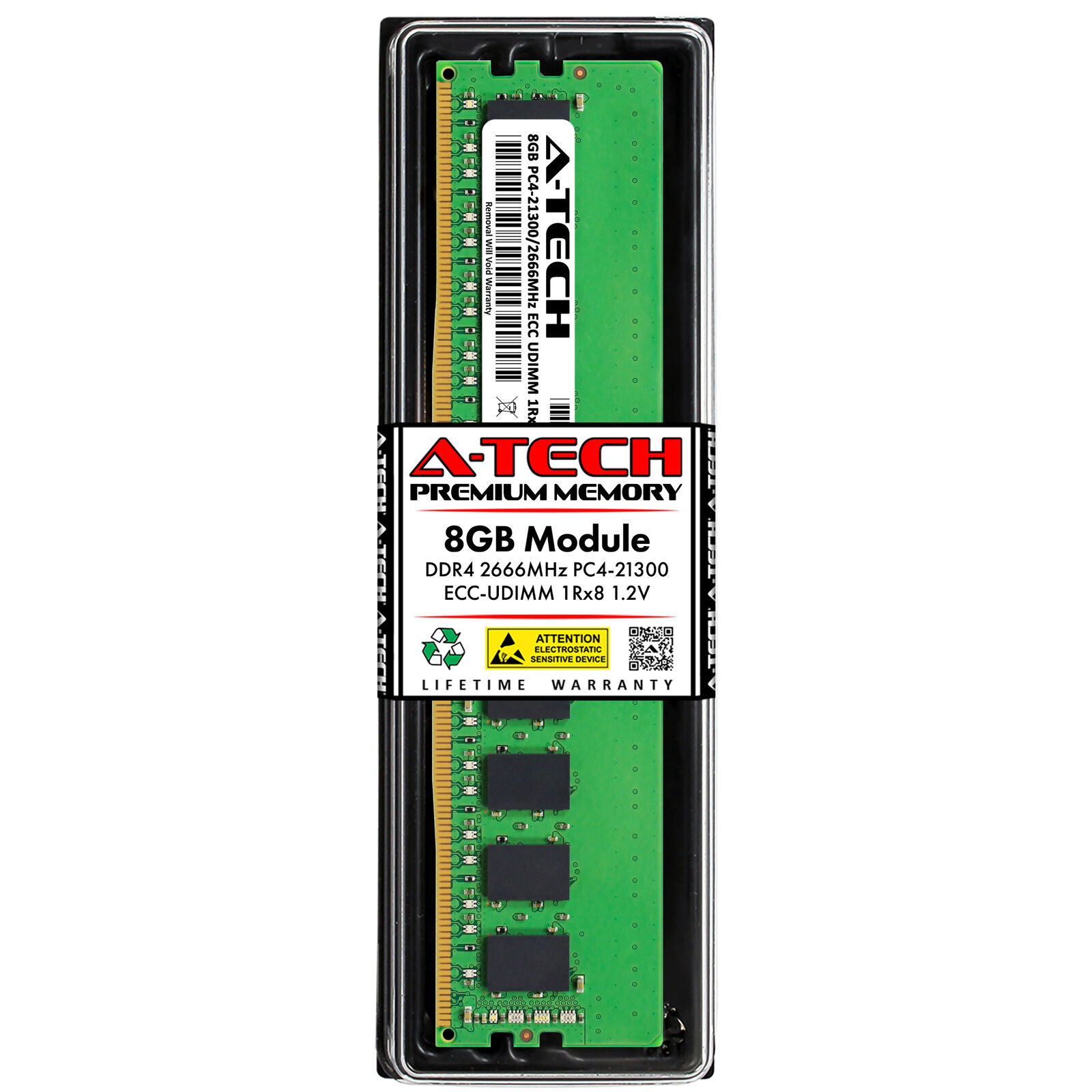 A-Tech 8GB 1Rx8 PC4-21300 DDR4 2666 MHz ECC Unbuffered UDIMM Server Memory RAM