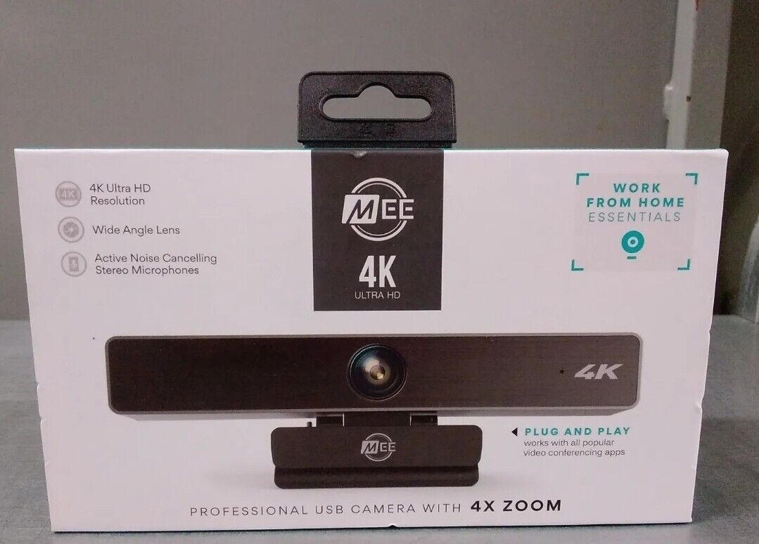 NEW MEE Audio 4K Ultra HD Conference Webcam w/ 4X Zoom ANC Microphone-NEW/SEALED