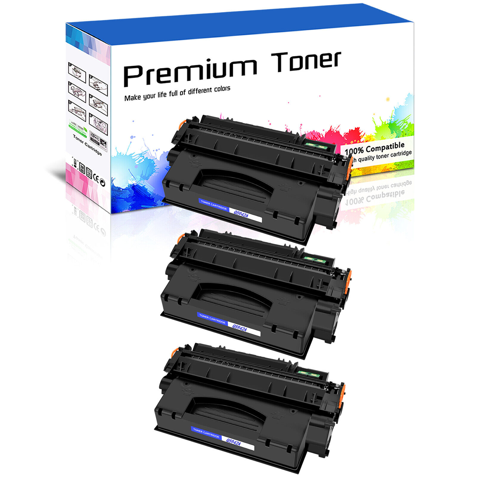 3 PACK Black Q5942A 42A Toner For HP LaserJet 4240 4240n 4250 4350 4350tn 4350n