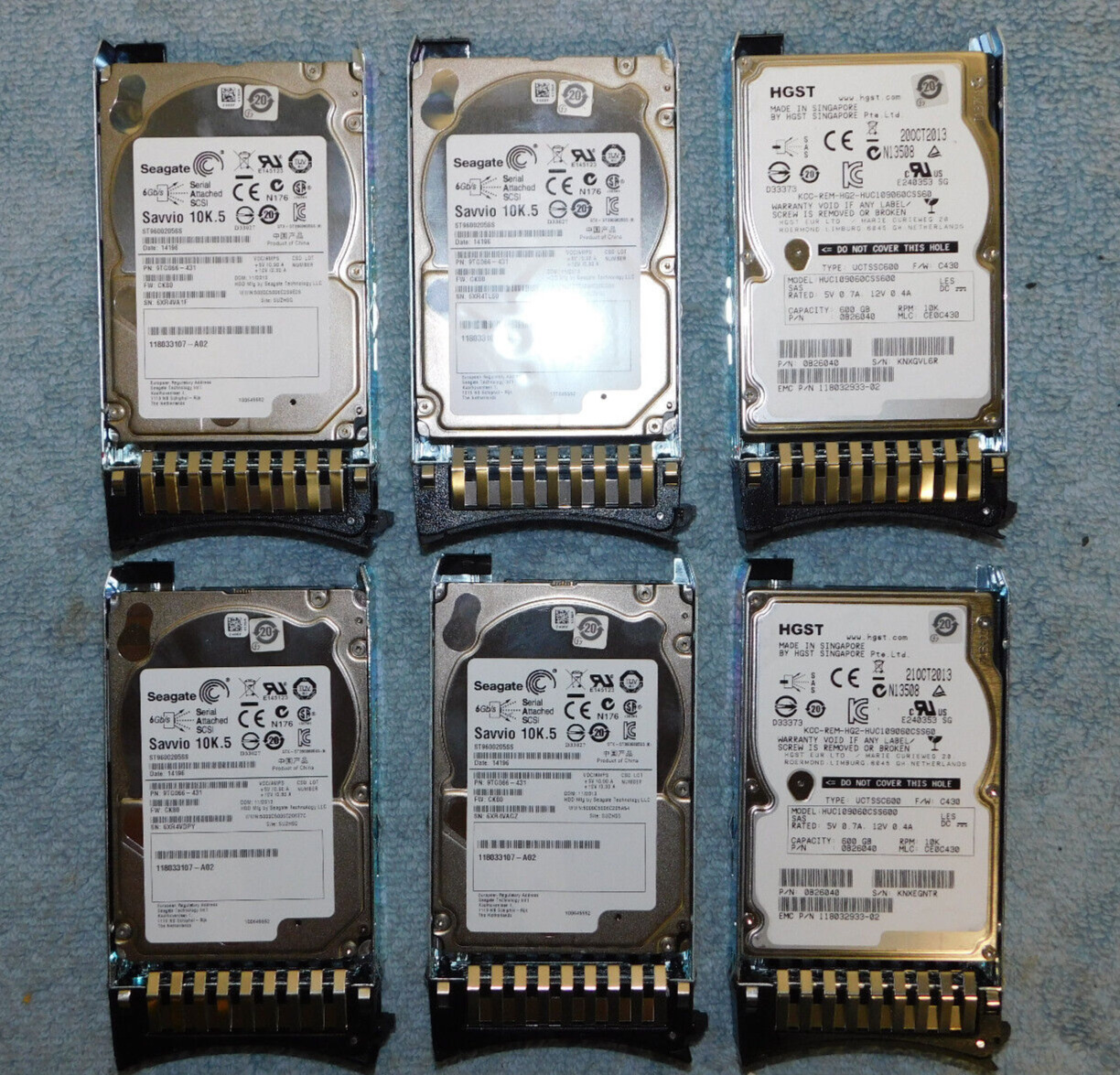 Lot of 6 IBM Seagate ST9600205ss Savvio 600GB 10k RPM SAS  2.5\