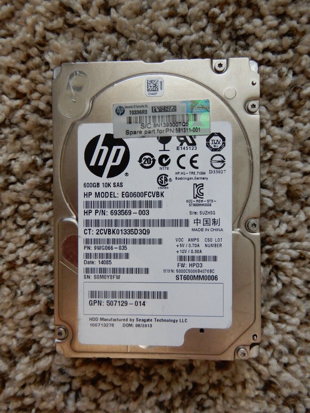 Seagate HP ST600MM0006 600 GB SAS 2 2.5 in Enterprise Hard Drive