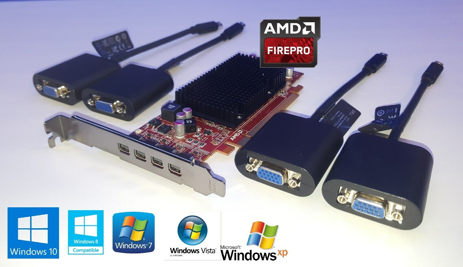 Dell Optiplex Tower 790 990 7010 9010 AMD FirePro Quad 4 Monitor VGA Video Card 