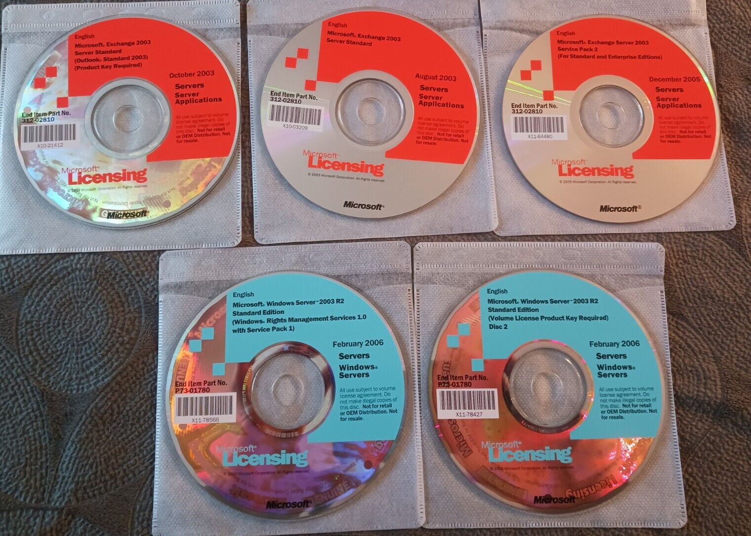\'5\' Microsoft Licensing Servers/Server Applications Discs - VTG Software 2003/05