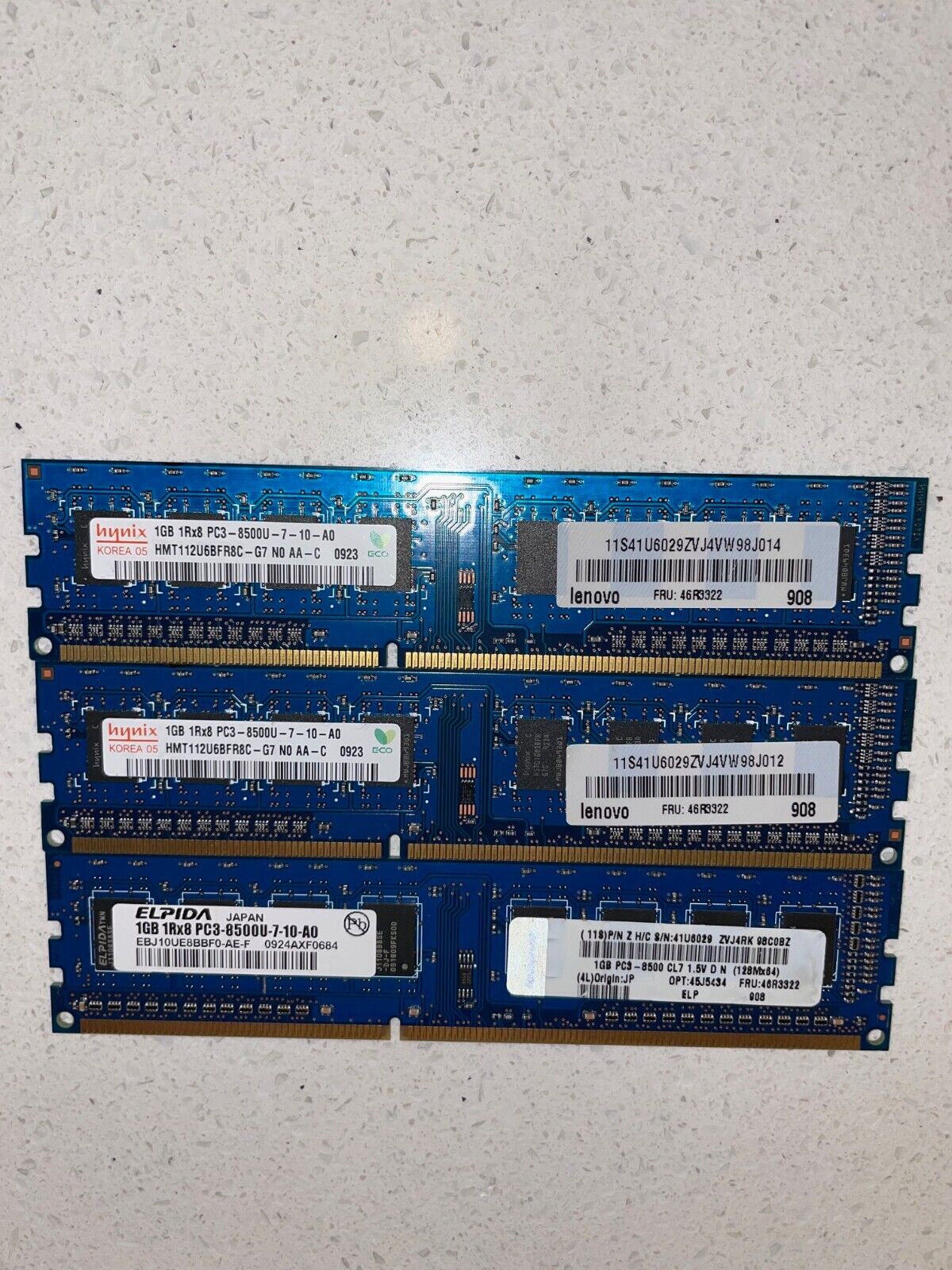 Apple IMac 3 x 1GB 1Rx8 PC3-8500U-7-10-A0 ram memory module Lenovo Elpida Hynix