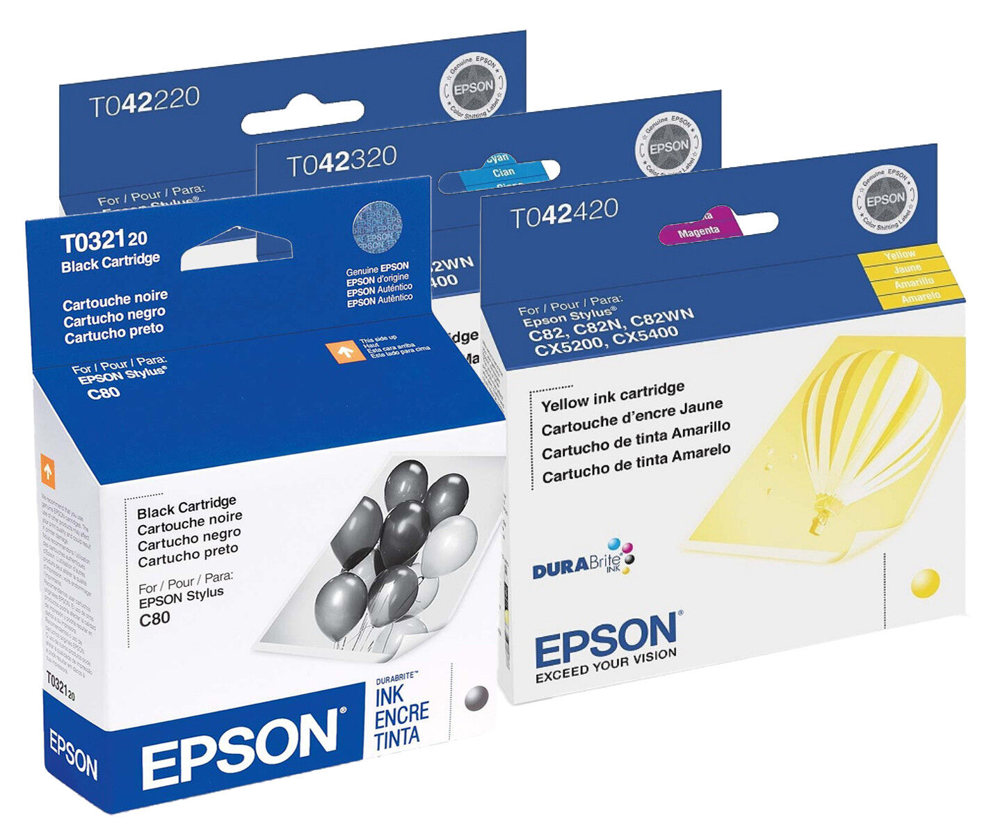 Epson 32 42 Ink Cartridge 4-Pack GENUINE NEW  for Stylus C82 CX5200 CX5400