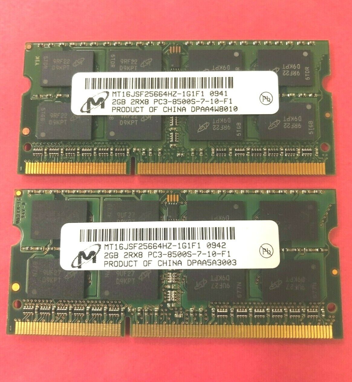 🔥Micron 4GB (2 x 2GB) 2Rx8 PC3-8500S COMPUTER RAM MEMORY  MT16JSF25664HZ-1G1F1