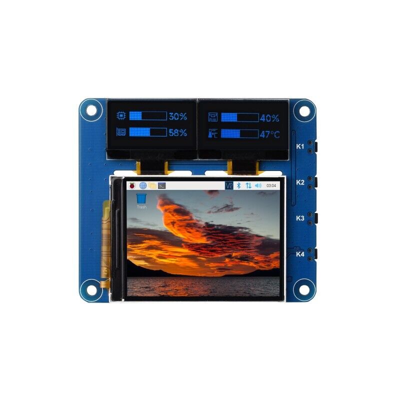 Raspberry Pi OLED/LCD HAT Onboard 2inch IPS LCD Main Screen & Dual 0.96inch B