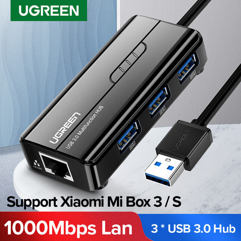 Ugreen 3 Ports USB 3.0 Gigabit Ethernet Lan RJ45 Network Adapter Hub to 1000Mbps