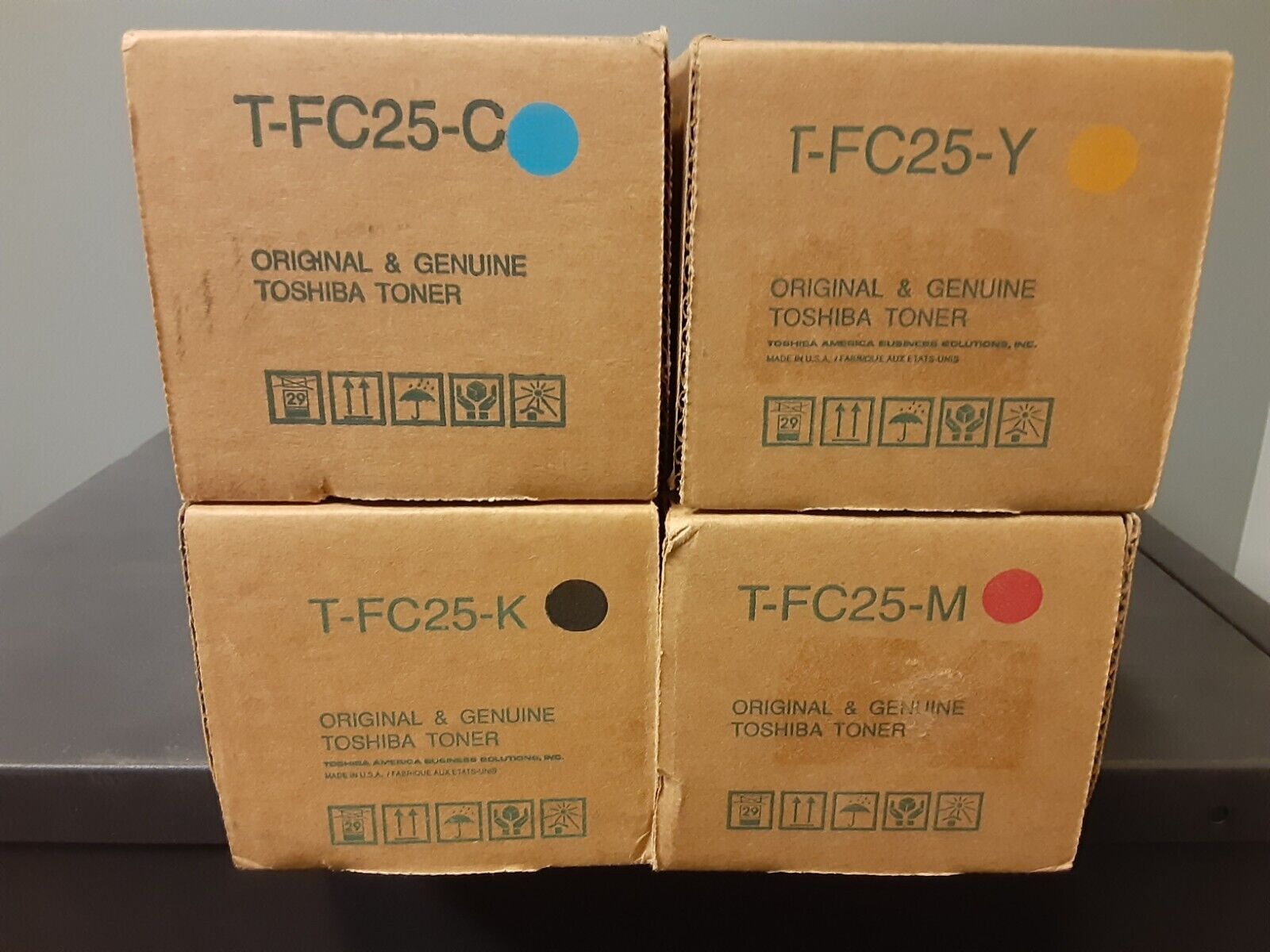(Lot of 4) NEW OEM Toshiba TFC25 Toner Cartridge Set TFC25K TFC25C TFC25M TFC25Y
