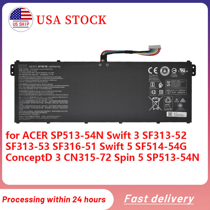 Genuine AP18C7M Battery for Acer Swift 3 5 SP513 SF313-52 SF313-53 SF514-54T USA