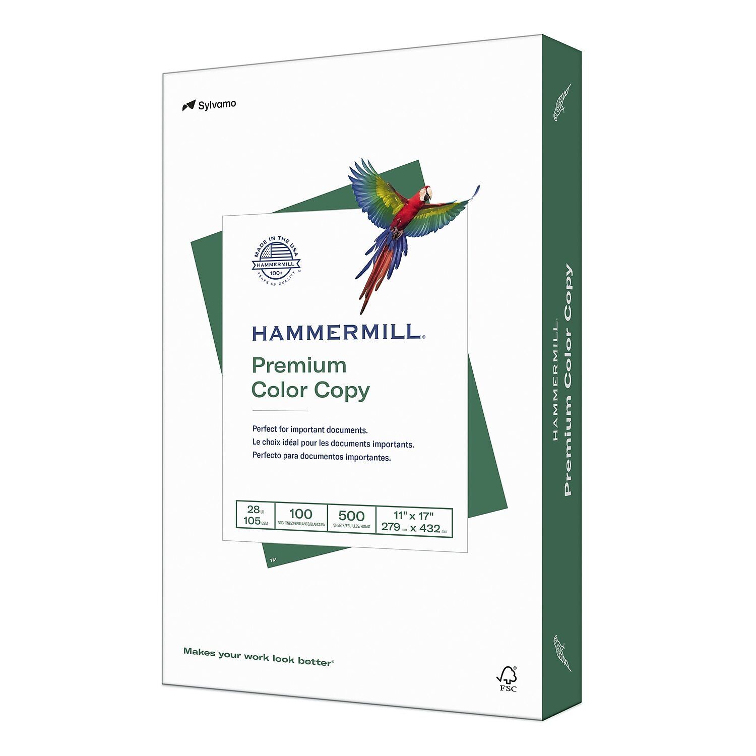 Hammermill Premium Color Copy Paper 100 Bright 28lb 11 x 17 Photo White 500