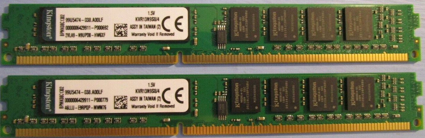 Kingston 8GB (2x4GB) PC3-10600 (KVR13N9S8/4) DDR3 Desktop ram