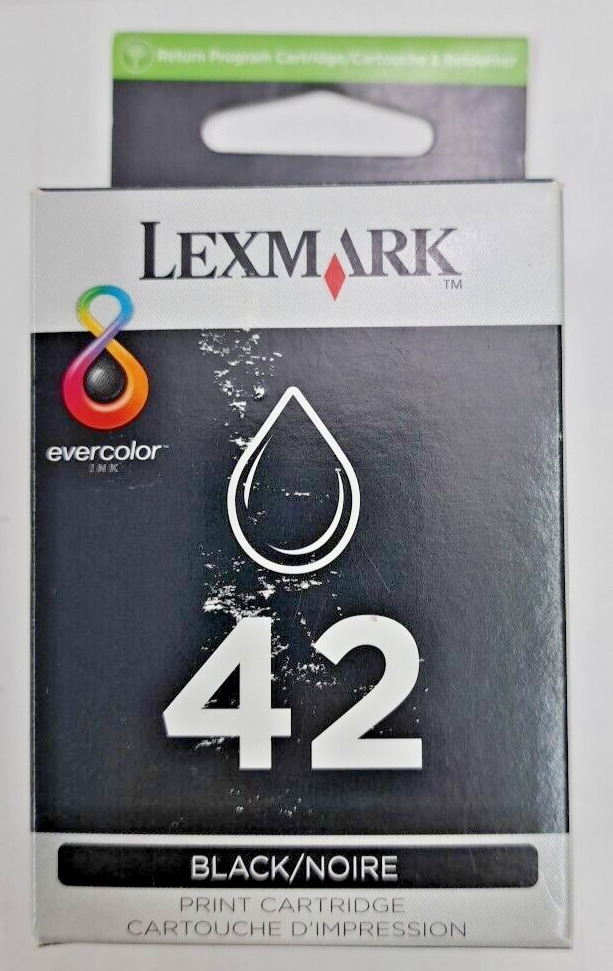 Genuine Lexmark #42 Black Ink Print Cartridge Evercolor New Factory Sealed 