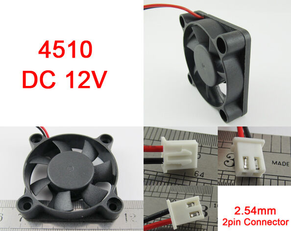 5pcs Brushless DC Cooling Fan 45x45x10mm 4510 7 blades 12V 2pin 2.54 Connector