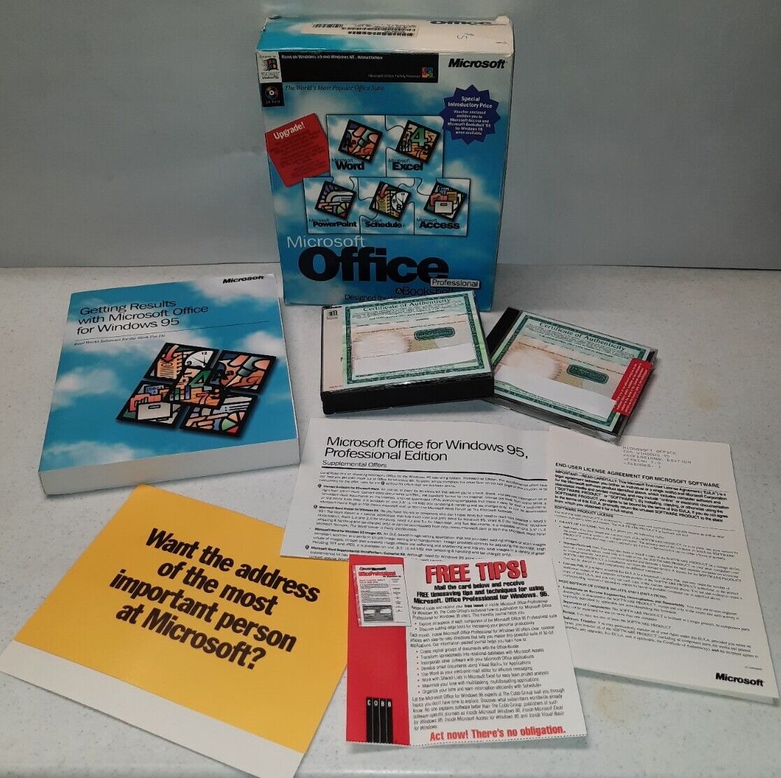 [TECH] Microsoft Office Pro UPGRADE  & Bookshelf for Windows 95 Cds w/ Keys