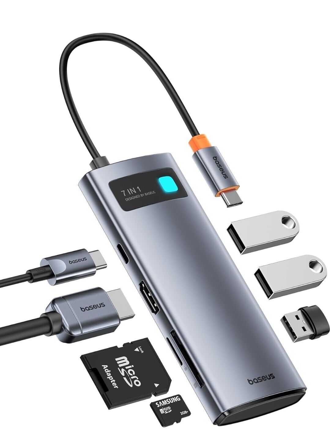 Baseus USB C Hub (100W) Multiport Adapter with 4K@60Hz HDMI, USB C Dock 7 in 1