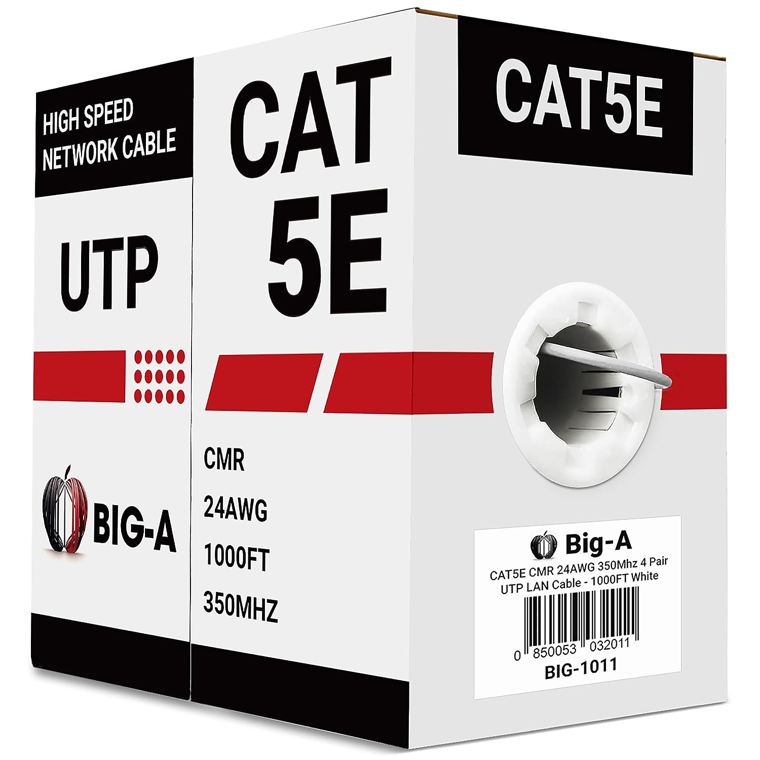 - Bulk Cat5E Cable 1000Ft 24AWG Solid 4 Pair Cat5E Ethernet Cable, Unshielded Tw