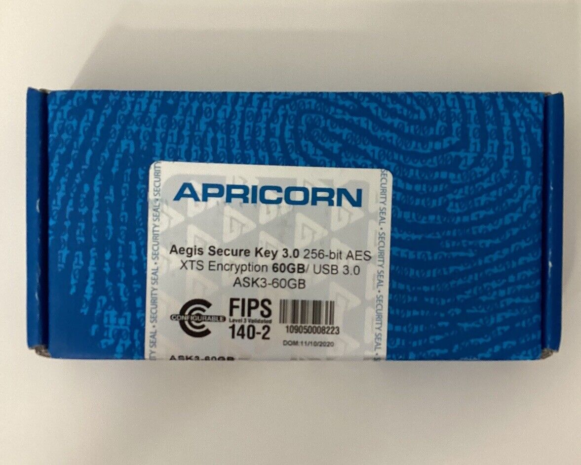 Apricorn Aegis Secure Key 3.0 256-bit  AES XTS Encrypted 60 GB USB 3.0 ASK3-60GB