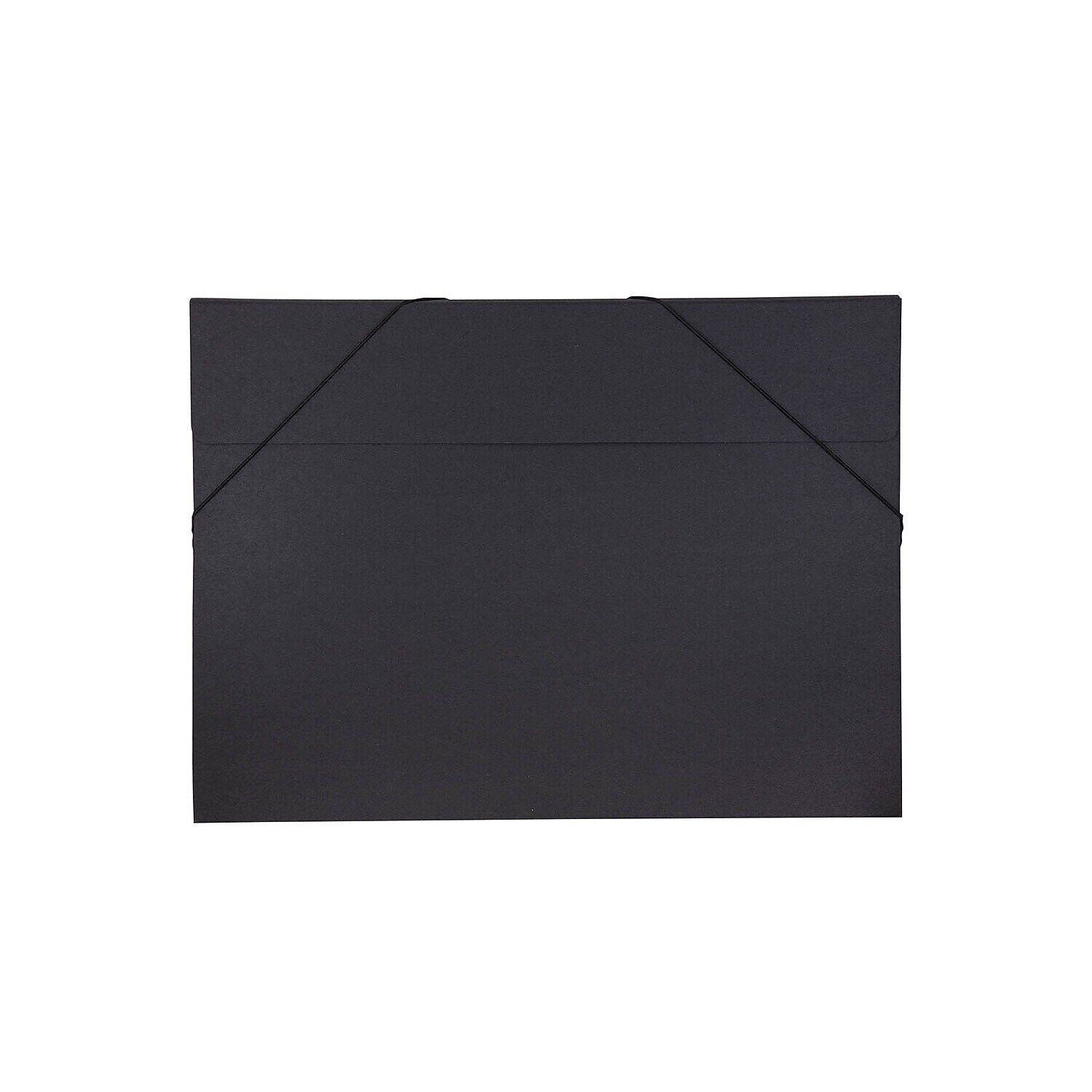 JAM Paper Kraft Portfolio with Elastic Closure Jumbo 14 1/2 x 19 1/2 x 1/2 Black