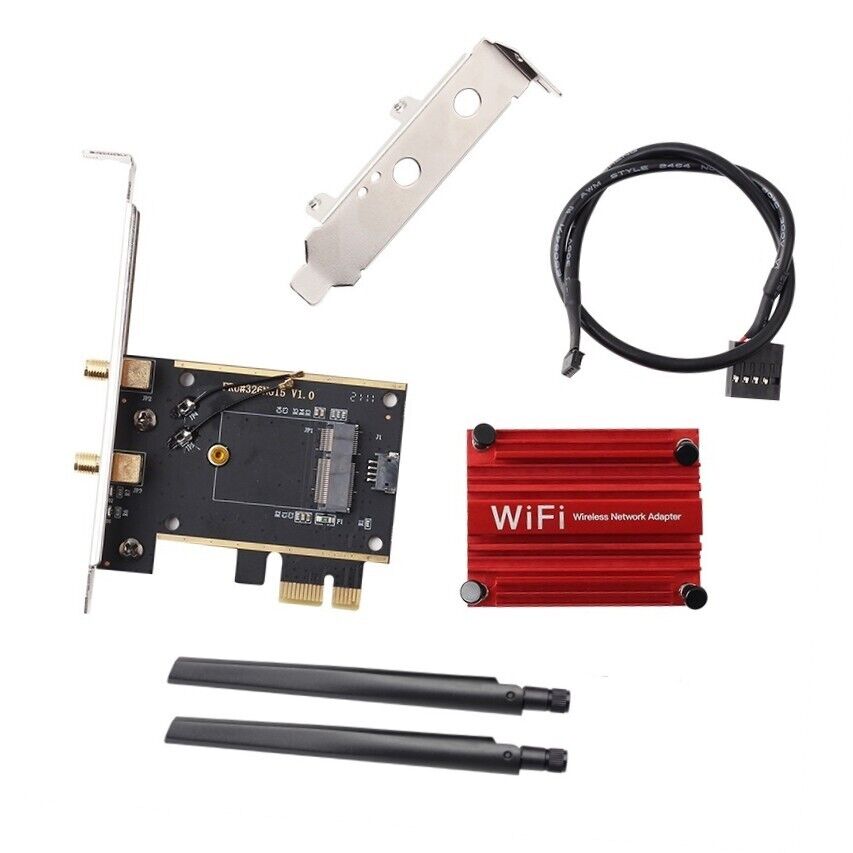 M.2 to PCIe Wifi Bluetooth Adapter Converter for Desktop Intel AX210 AX200 9260