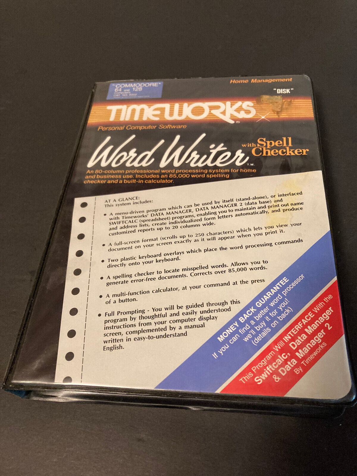 Commodore 64  128 Word Writer by Timeworks. A word processor with spell check