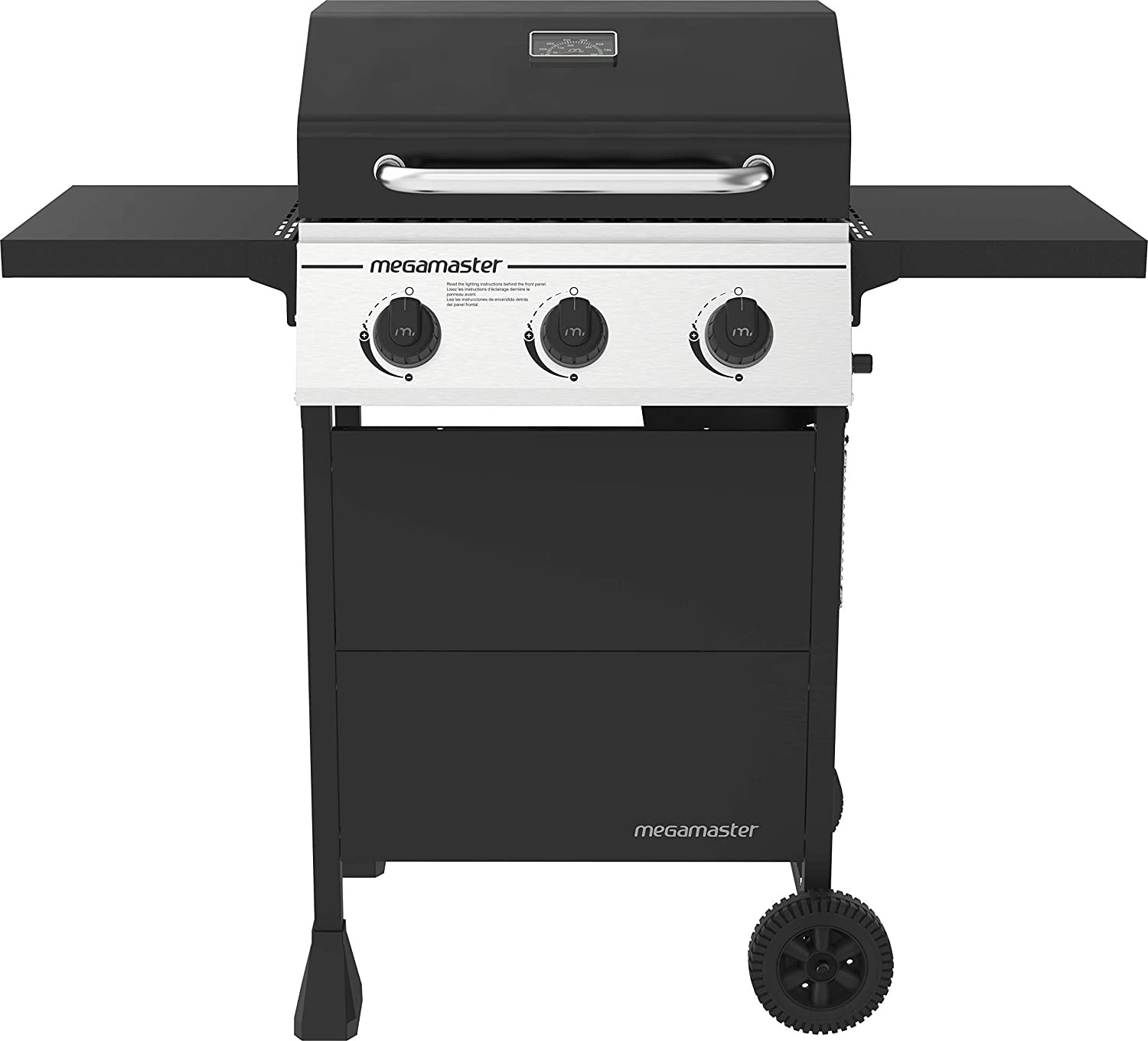 3-Burner Propane Gas Grill with 2 Foldable Side Tables, 30000 Btus, Perfect for