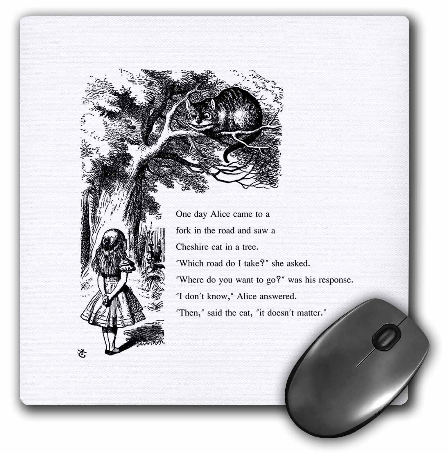 3dRose Which road do I take Cheshire cat Alice in Wonderland - John Tenniel Mous