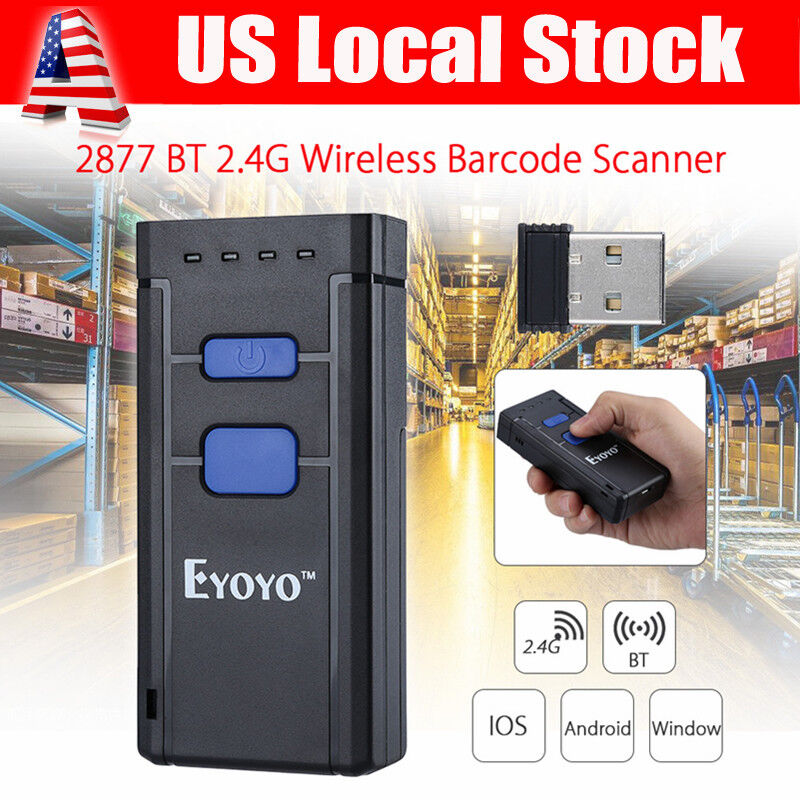 MJ-2877 Portable Wireless Bluetooth Barcode Laser Scanner for Apple iOS Android