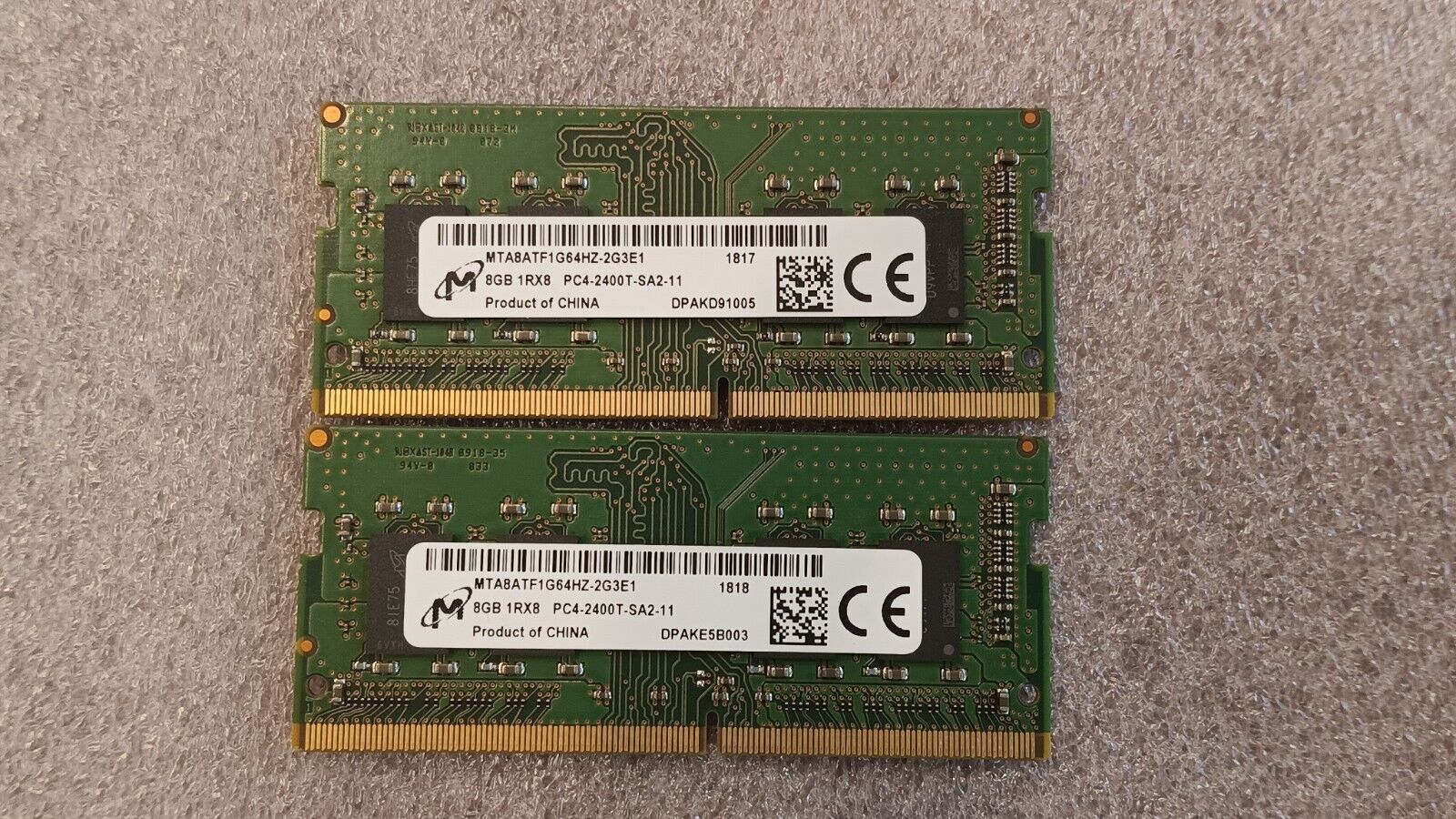 LOT 2x 8GB (16GB) Micron MTA8ATF1G64HZ-2G3E1 PC4-2400T SODIMM Laptop RAM
