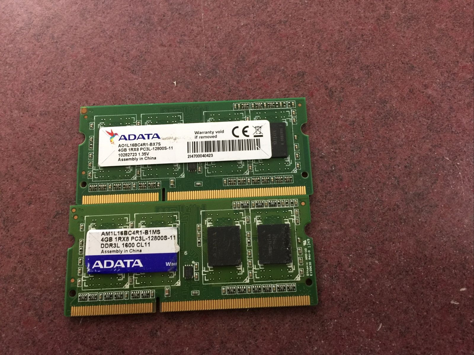 ADATA 8GB (2x4GB) 1Rx8 PC3L-12800S DDR3-1600 SODIMM Laptop Memory RAM