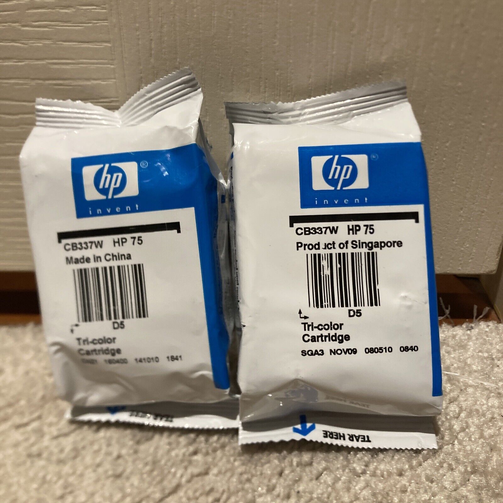 LOT OF TWO HP 75 Genuine SEALED Tri-Color Cartridge CB337W
