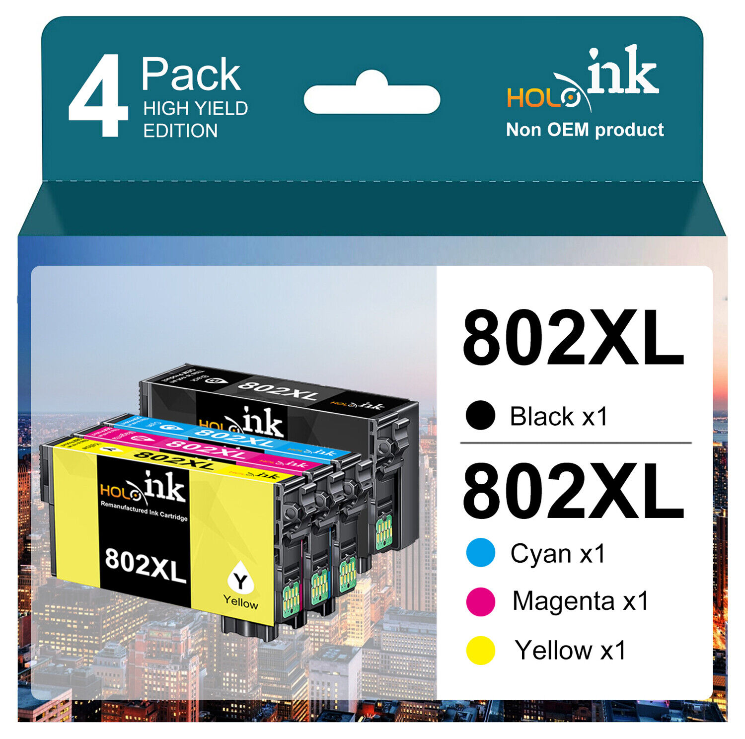 4PK 802XL T802XL Ink Cartridge for Epson 802 XL WF-4720 WF-4730 WF-4734 WF-4740