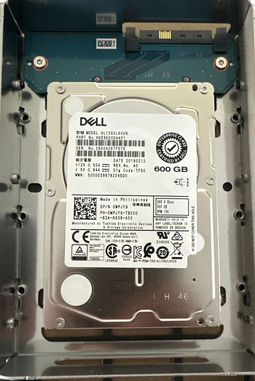Dell 600GB,Internal,15000 RPM,2.5 inch (OWPJY9) Hard Disk Drive Dell 3.5” Tray