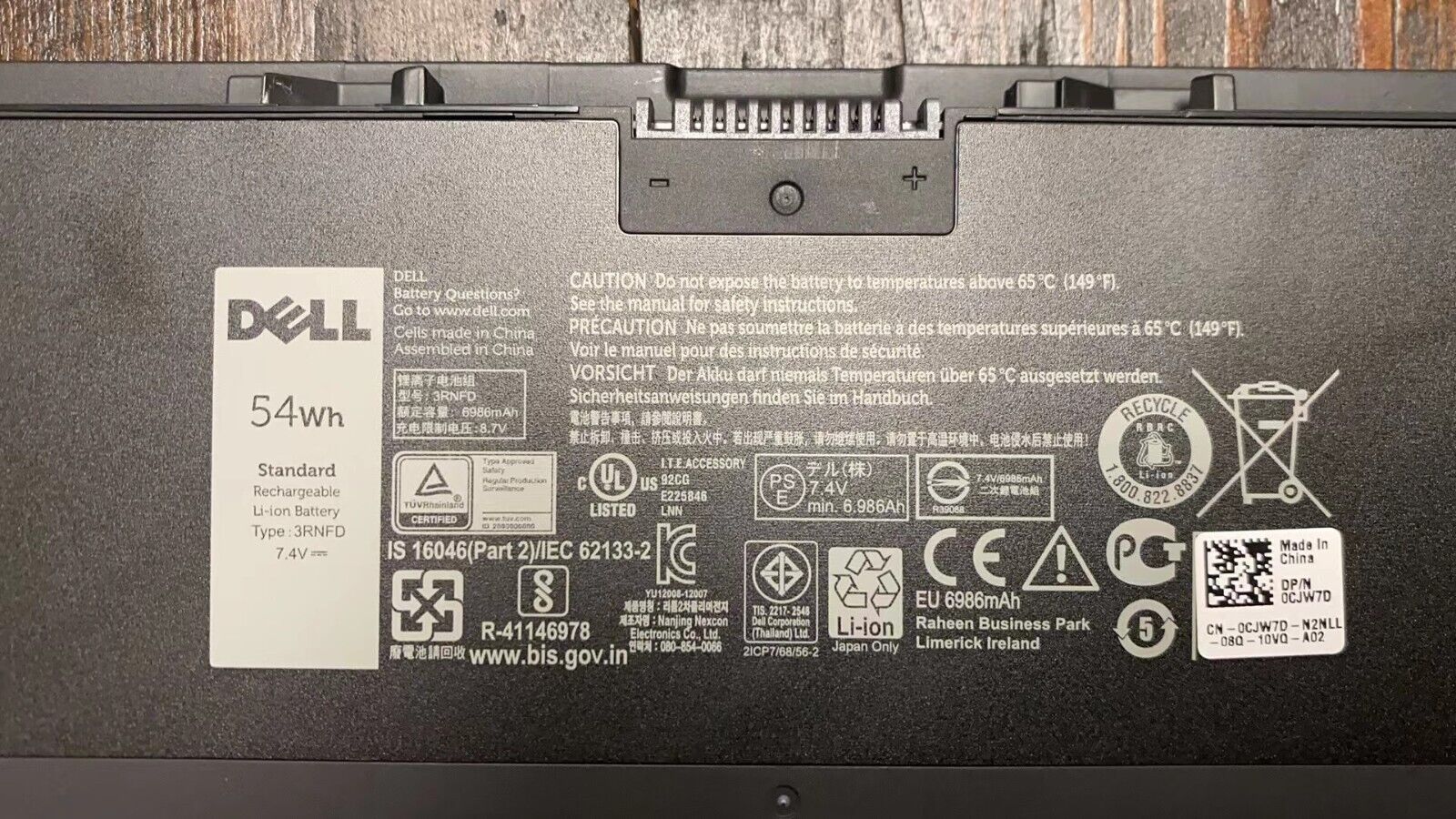 Genuine 54Wh 7.4V 3RNFD Battery For Dell Original E7440 E7450 E7420 34GKR PFXCR
