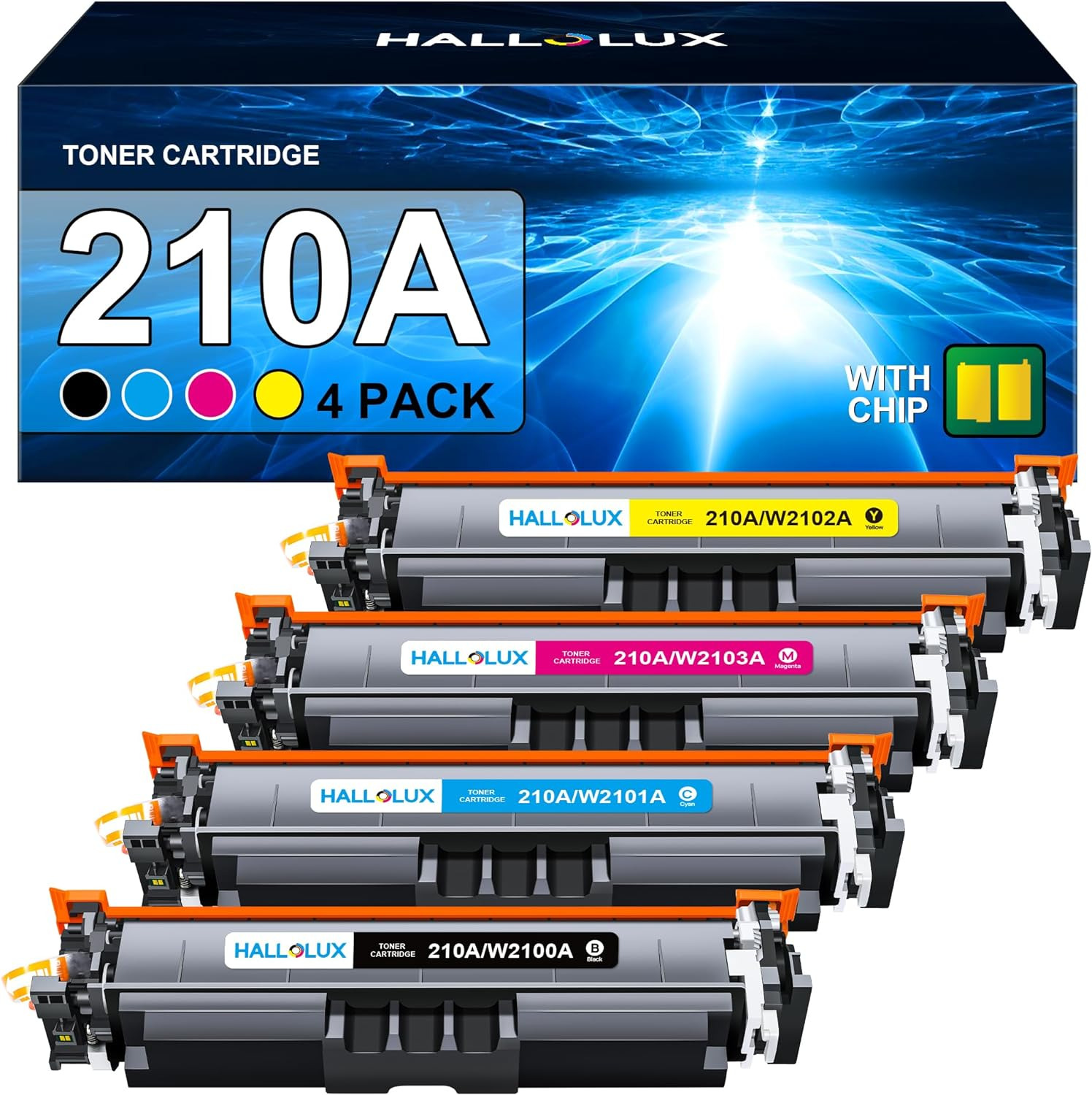 210A Toner Cartridges 4 Pack 210X (With Chip) Replacement for HP 210A 210X W2100