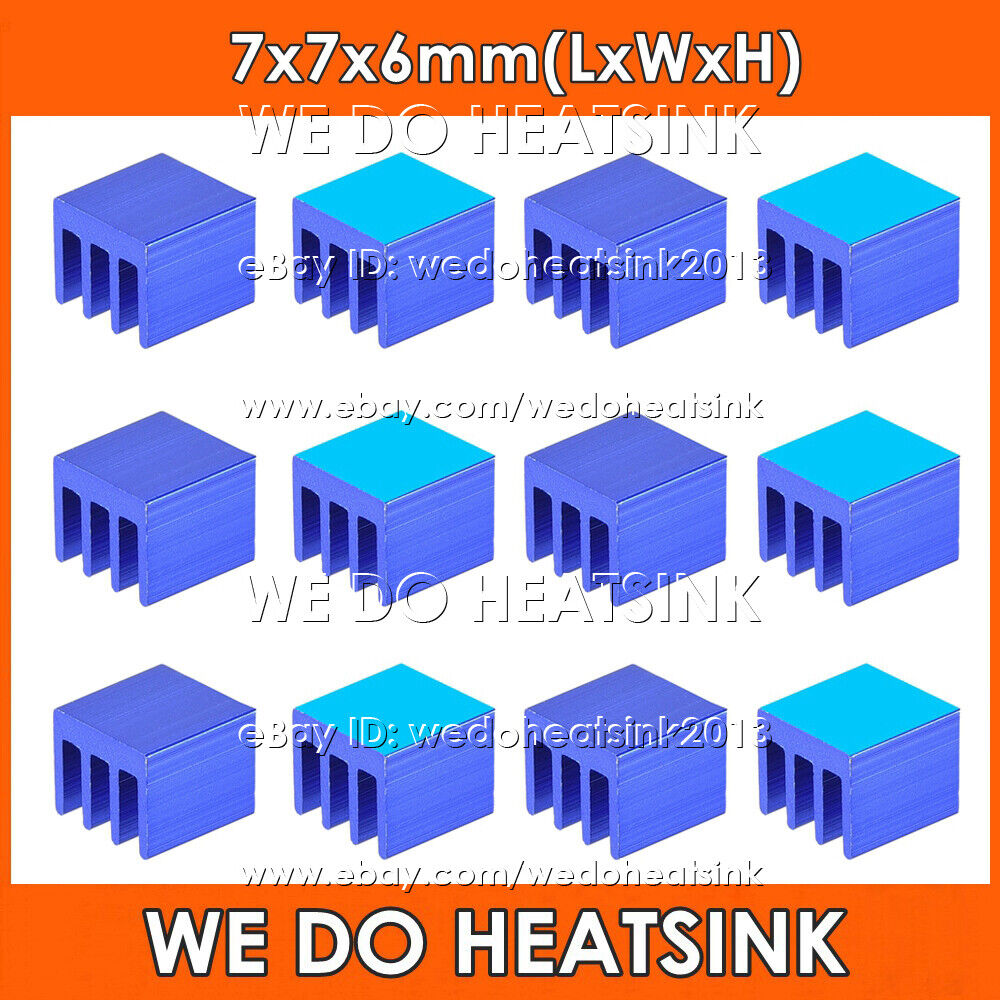 7x7x6mm Blue Cooler Heatsink With Thermal Tape for Cooling 3D Printers IC MOS