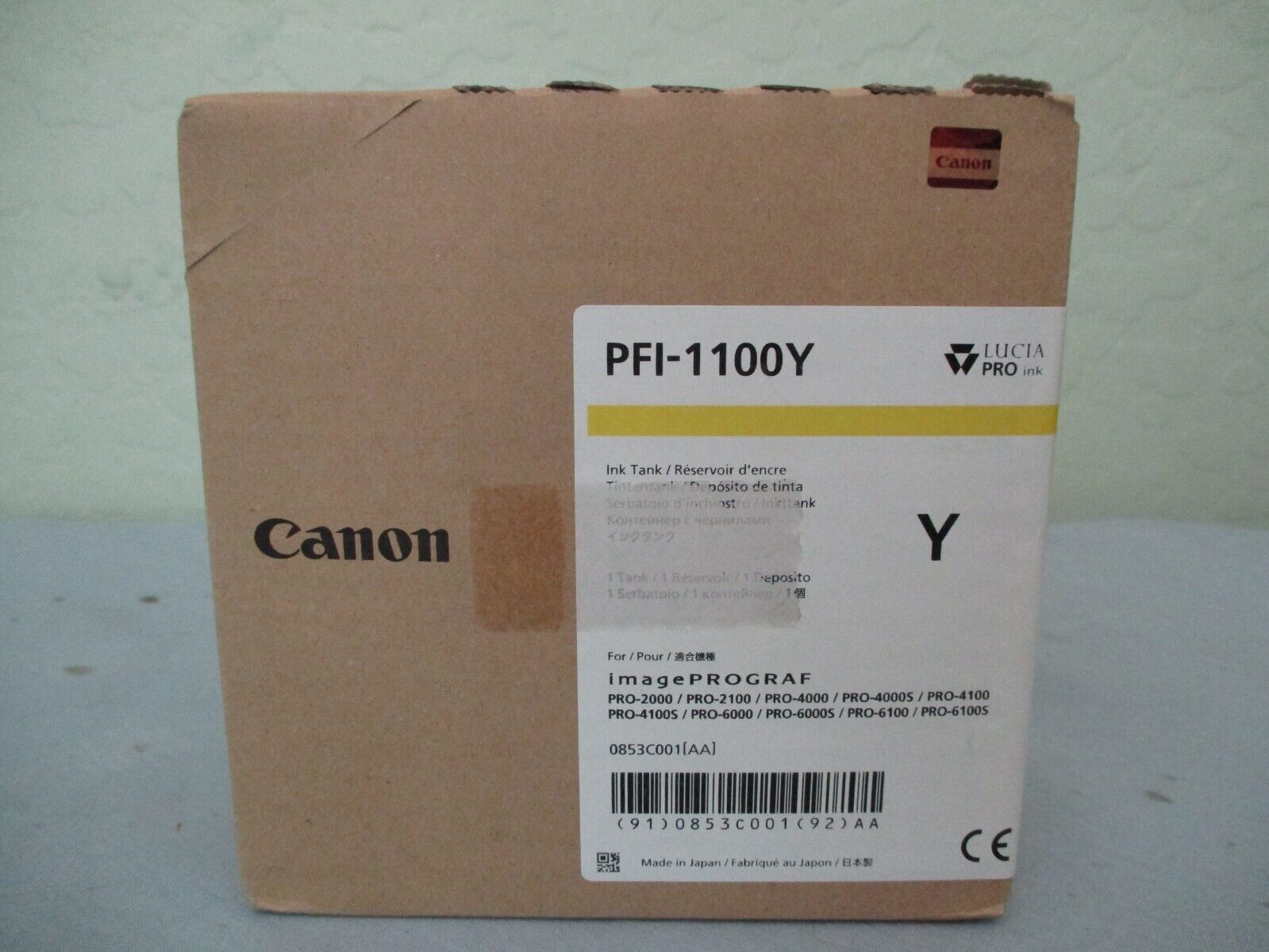 Genuine Canon ImagePROGRAF Pro-2000, Pro-2100 Pro-4000 PFI-1100Y Yellow Ink Tank