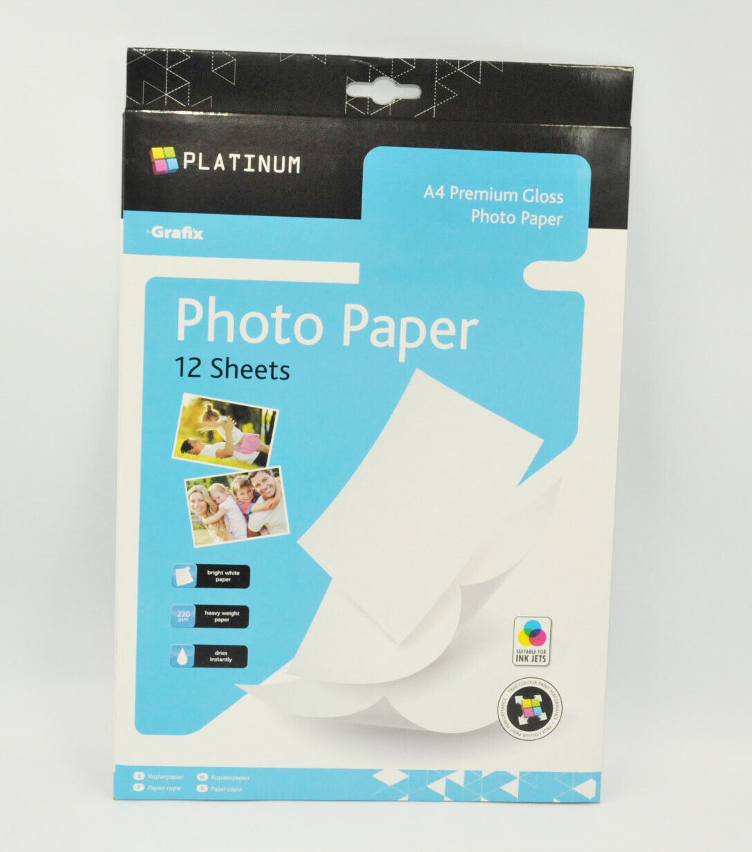 A4 Premium Photo Paper Platinum 220gsm Glossy 12 Sheets Size 297mm x 210mm