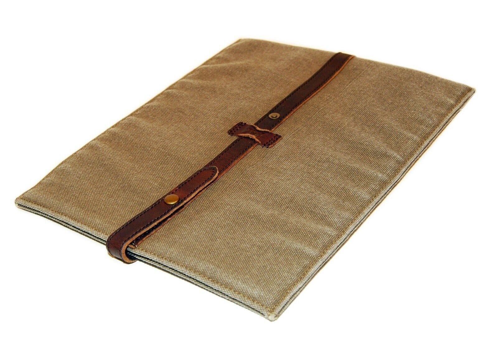 $145 Polo Ralph Lauren Tablet Canvas Envelope Document Gadget Case Sleeve Brown