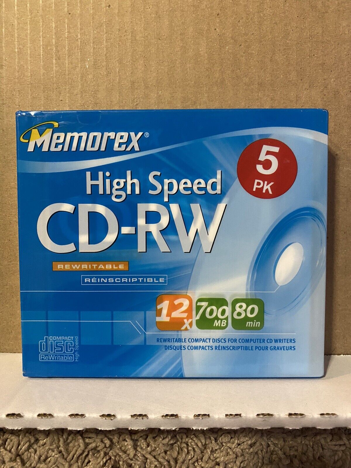 Memorex High Speed CD-RW Rewritable CD's With Slimline Cases 5 Pack NEW SEALED