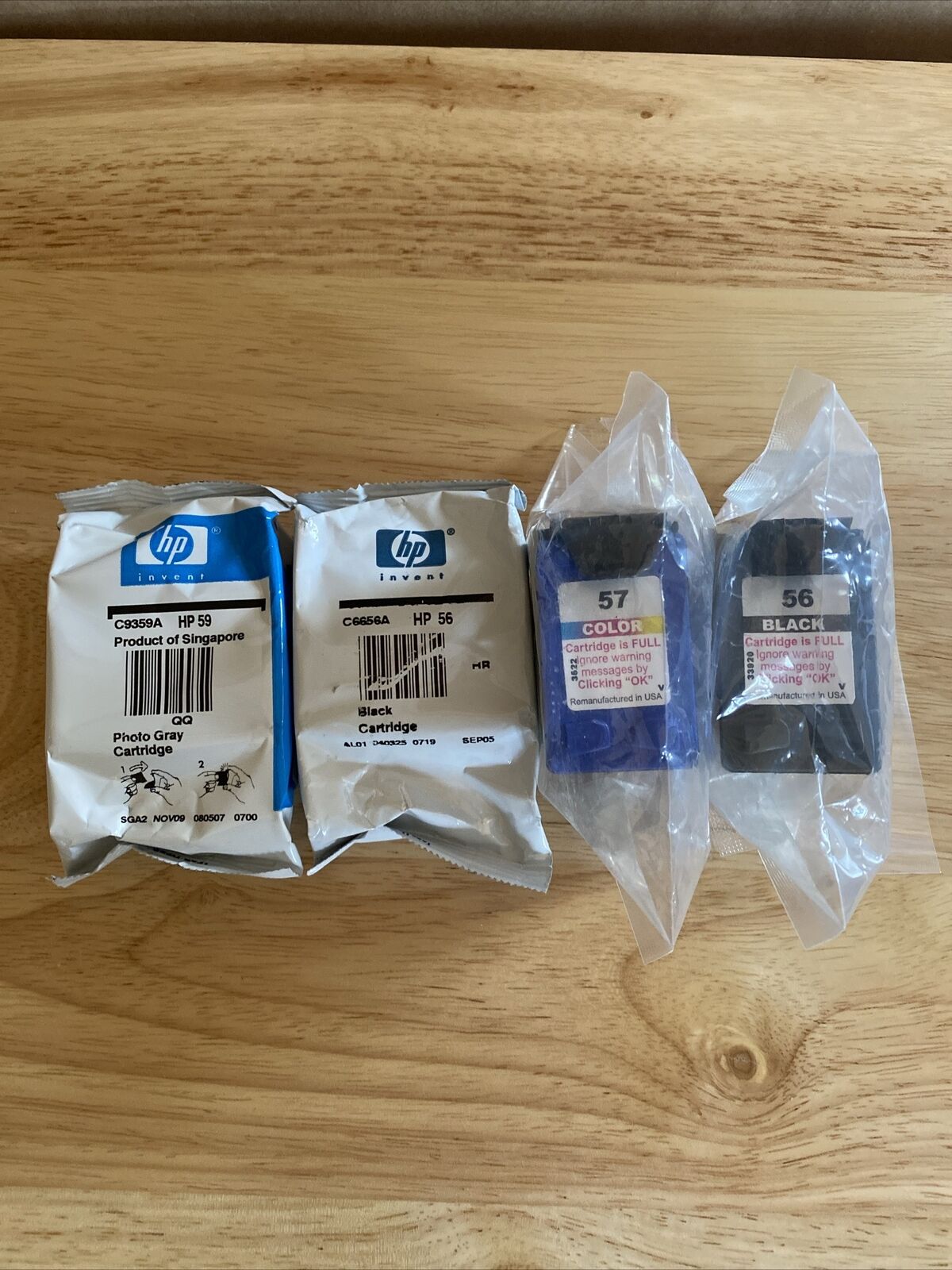 (1) HP 56 (1) HP 59 (1) 56 (1) 57 Black And Tricolor Ink Cartridges Lot Set of 4