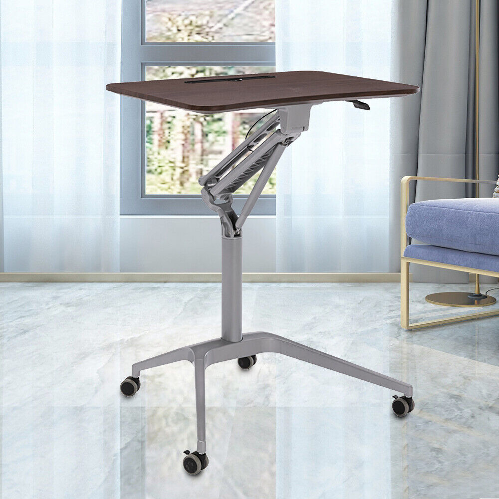 Height Adjustable Mobile Laptop Desk Rolling Table Cart Computer Stand Holder US